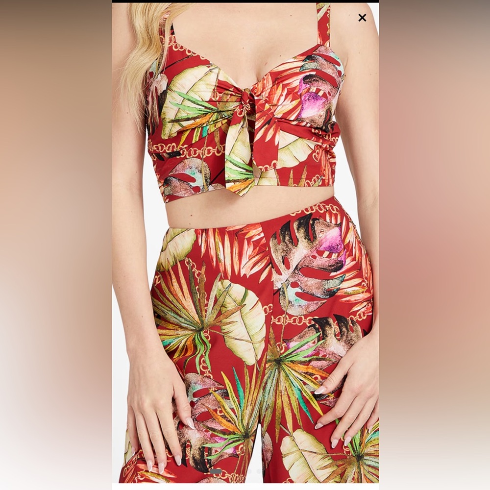 Tropical Print Wide Leg pants + crop top